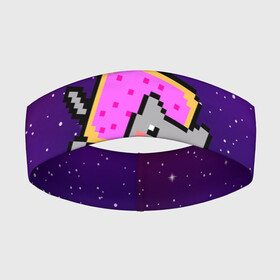 Повязка на голову 3D с принтом Nyan Cat в Кировске,  |  | cat | meme | nyan cat | space | youtube | животное | звезды | интернет | космос | кошка | мем | прикол | радуга | юмор | ютуб