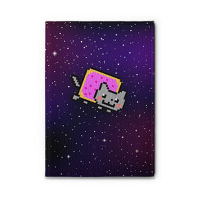 Обложка для автодокументов с принтом Nyan Cat в Кировске, натуральная кожа |  размер 19,9*13 см; внутри 4 больших “конверта” для документов и один маленький отдел — туда идеально встанут права | cat | meme | nyan cat | space | youtube | животное | звезды | интернет | космос | кошка | мем | прикол | радуга | юмор | ютуб