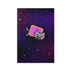 Обложка для паспорта матовая кожа с принтом Nyan Cat в Кировске, натуральная матовая кожа | размер 19,3 х 13,7 см; прозрачные пластиковые крепления | Тематика изображения на принте: cat | meme | nyan cat | space | youtube | животное | звезды | интернет | космос | кошка | мем | прикол | радуга | юмор | ютуб