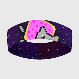 Повязка на голову 3D с принтом Nyan Cat в Кировске,  |  | cat | meme | nyan cat | space | youtube | животное | звезды | интернет | космос | кошка | мем | прикол | радуга | юмор | ютуб