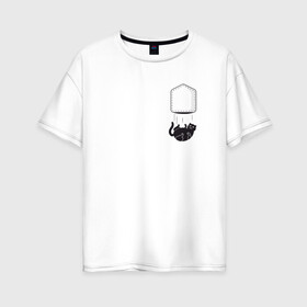 Женская футболка хлопок Oversize с принтом Кот в Кировске, 100% хлопок | свободный крой, круглый ворот, спущенный рукав, длина до линии бедер
 | забавная | карман | кот