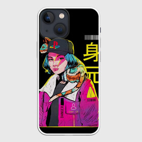 Чехол для iPhone 13 mini с принтом 2К Girl в Кировске,  |  | Тематика изображения на принте: anime | cat | cool | cyber | cyberpunk.2077 | danger | future | girl | japan | playstation | style | trend.стиль | аниме | девушка | кибер | киберпанк.будущее | кошка | круто | крутой | мода | опасность | тренд | хайп | япония