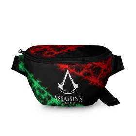 Поясная сумка 3D с принтом Assassins Creed в Кировске, 100% полиэстер | плотная ткань, ремень с регулируемой длиной, внутри несколько карманов для мелочей, основное отделение и карман с обратной стороны сумки застегиваются на молнию | 