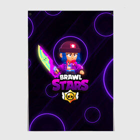 Постер с принтом Brawl Stars Heroine Bibi в Кировске, 100% бумага
 | бумага, плотность 150 мг. Матовая, но за счет высокого коэффициента гладкости имеет небольшой блеск и дает на свету блики, но в отличии от глянцевой бумаги не покрыта лаком | 8 bit | 8 бит | brawl stars | crow | heroine bibi | leon | биби | бравл старс | кроу | леон