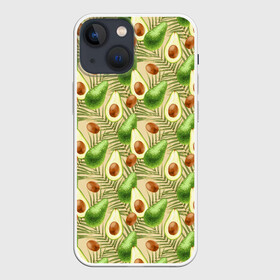 Чехол для iPhone 13 mini с принтом Веган Авокадо узор в Кировске,  |  | avocado | based | food | plant | vegan | vegetable | авокадо | веган | диета | для девочек | для фитнеса | женская | зож | кето | кето диета | купить | мужская | растения | с авокадо | с надписью | с принтом | фитнес