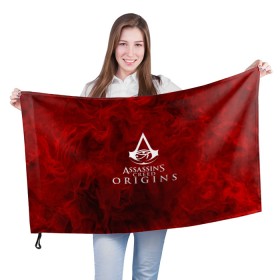 Флаг 3D с принтом Assassin’s Creed Origins в Кировске, 100% полиэстер | плотность ткани — 95 г/м2, размер — 67 х 109 см. Принт наносится с одной стороны | 