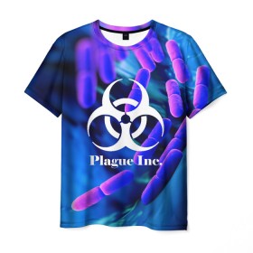 Мужская футболка 3D с принтом PLAGUE INC. в Кировске, 100% полиэфир | прямой крой, круглый вырез горловины, длина до линии бедер | molecule | plague inc | абстракция | бактерии | вирус | клетки | медицина | микробы | молекулы | наука | нейрон | нейроны | планета | текстура | текстуры | формула