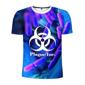 Мужская футболка 3D спортивная с принтом PLAGUE INC. в Кировске, 100% полиэстер с улучшенными характеристиками | приталенный силуэт, круглая горловина, широкие плечи, сужается к линии бедра | molecule | plague inc | абстракция | бактерии | вирус | клетки | медицина | микробы | молекулы | наука | нейрон | нейроны | планета | текстура | текстуры | формула