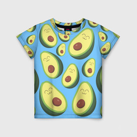 Детская футболка 3D с принтом Авокадо паттерн в Кировске, 100% гипоаллергенный полиэфир | прямой крой, круглый вырез горловины, длина до линии бедер, чуть спущенное плечо, ткань немного тянется | avocado | vegan | vegetarian | авокадо | веган | вегетарианство