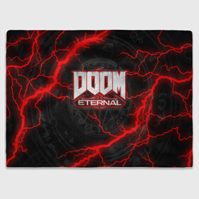 Плед 3D с принтом DOOM ETERNAL в Кировске, 100% полиэстер | закругленные углы, все края обработаны. Ткань не мнется и не растягивается | doom | doom eternal | doom slayer | slayer | дум