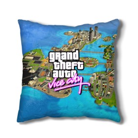 Подушка 3D с принтом GRAND THEFT AUTO:VICE CITY в Кировске, наволочка – 100% полиэстер, наполнитель – холлофайбер (легкий наполнитель, не вызывает аллергию). | состоит из подушки и наволочки. Наволочка на молнии, легко снимается для стирки | grand theft auto 2 | grand theft auto 3 | grand theft auto v | grand theft auto: san andreas | grand theft auto: vice city | gta 5 | gta online | gta v | город | игры