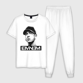 Мужская пижама хлопок с принтом Eminem в Кировске, 100% хлопок | брюки и футболка прямого кроя, без карманов, на брюках мягкая резинка на поясе и по низу штанин
 | eminem | evil | ken kaniff | marshall bruce mathers iii | mm | rap | slim shady | маршалл брюс мэтерс iii | рэп | рэп рок | хип хоп | хорроркор | эминем