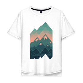 Мужская футболка хлопок Oversize с принтом Геометрические горы в Кировске, 100% хлопок | свободный крой, круглый ворот, “спинка” длиннее передней части | геометрические горы | геометрия | горы | пейзаж | природа