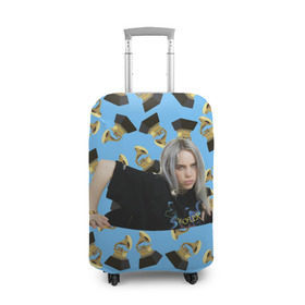 Чехол для чемодана 3D с принтом Billie Eilish Grammy в Кировске, 86% полиэфир, 14% спандекс | двустороннее нанесение принта, прорези для ручек и колес | billie | eilish | grammy | айлиш | билли | грэмми