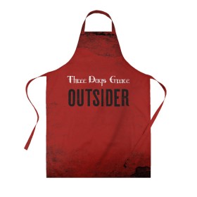 Фартук 3D с принтом Three days grace. Outsider в Кировске, 100% полиэстер | общий размер — 65 х 85 см, ширина нагрудника — 26 см, горловина — 53 см, длина завязок — 54 см, общий обхват в поясе — 173 см. Принт на завязках и на горловине наносится с двух сторон, на основной части фартука — только с внешней стороны | days | grace | outsider | three | аутсайдер