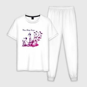 Мужская пижама хлопок с принтом Three Days Grace в Кировске, 100% хлопок | брюки и футболка прямого кроя, без карманов, на брюках мягкая резинка на поясе и по низу штанин
 | three days grace