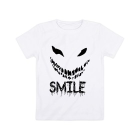 Детская футболка хлопок с принтом Smile в Кировске, 100% хлопок | круглый вырез горловины, полуприлегающий силуэт, длина до линии бедер | Тематика изображения на принте: smile | улыбнись