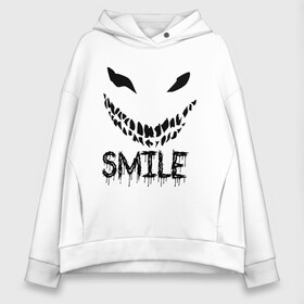 Женское худи Oversize хлопок с принтом Smile в Кировске, френч-терри — 70% хлопок, 30% полиэстер. Мягкий теплый начес внутри —100% хлопок | боковые карманы, эластичные манжеты и нижняя кромка, капюшон на магнитной кнопке | smile | улыбнись