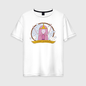 Женская футболка хлопок Oversize с принтом Candy kingdom в Кировске, 100% хлопок | свободный крой, круглый ворот, спущенный рукав, длина до линии бедер
 | adventure time | finn the human | jake the dog | vdzajul | джейк | лич | марселин | ооо | рикардио | снежный король | финн | финн парнишка