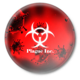 Значок с принтом PLAGUE INC. в Кировске,  металл | круглая форма, металлическая застежка в виде булавки | Тематика изображения на принте: molecule | plague inc | абстракция | бактерии | вирус | клетки | медицина | микробы | молекулы | наука | нейрон | нейроны | планета | текстура | текстуры | формула