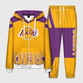 Мужской костюм 3D с принтом Los Angeles Lakers в Кировске, 100% полиэстер | Манжеты и пояс оформлены тканевой резинкой, двухслойный капюшон со шнурком для регулировки, карманы спереди | Тематика изображения на принте: angeles | bryant | kobe | lakers | los | баскетбольный | клуб