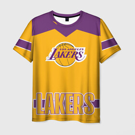 Мужская футболка 3D с принтом Los Angeles Lakers  в Кировске, 100% полиэфир | прямой крой, круглый вырез горловины, длина до линии бедер | angeles | bryant | kobe | lakers | los | баскетбольный | клуб