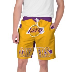 Мужские шорты 3D с принтом Los Angeles Lakers в Кировске,  полиэстер 100% | прямой крой, два кармана без застежек по бокам. Мягкая трикотажная резинка на поясе, внутри которой широкие завязки. Длина чуть выше колен | angeles | bryant | kobe | lakers | los | баскетбольный | клуб