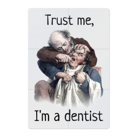 Магнитный плакат 2Х3 с принтом Trust me, Im a dentist в Кировске, Полимерный материал с магнитным слоем | 6 деталей размером 9*9 см | Тематика изображения на принте: trust me | бутылка | верь мне | винтаж | дантист | день зубного врача | день стоматолога | зуб | зубная фея | зубной врач | зубному | зубному врачу | кепка | кружка | лечение зу | ортодонту | пародонтологу