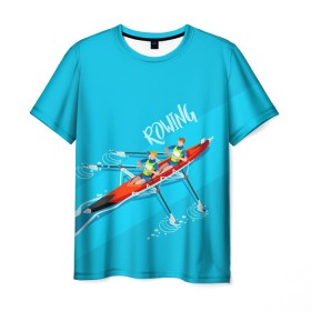 Мужская футболка 3D с принтом Rowers в Кировске, 100% полиэфир | прямой крой, круглый вырез горловины, длина до линии бедер | rowing | sport | байдарки | гребец | гребцы | лодки | лодочный спорт | спорт | спортсмен | спортсмены