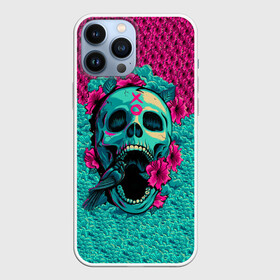 Чехол для iPhone 13 Pro Max с принтом Неоновый череп в Кировске,  |  | 3d | flowers | music | neon | prints | rock | skull | картинки | майки | мем | мода | музыка | неон | прикол | принты | рок | стиль | тренд | футболки | цветы | череп | яркие | яркость