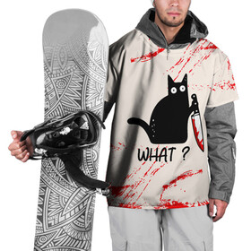 Накидка на куртку 3D с принтом What cat в Кировске, 100% полиэстер |  | Тематика изображения на принте: cat | kitten | knife | what | вопрос | киса | кот | котёнок | кошак | кошка | кровь | нож | удивление | что