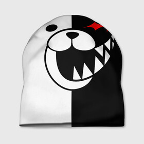 Шапка 3D с принтом MONOKUMA прямоугольники в Кировске, 100% полиэстер | универсальный размер, печать по всей поверхности изделия | anime | bear | black  white | danganronpa | kurokuma | monodam | monokuma | monomi | monotaro | pink | rabbit | school | shirokuma | аниме | главарь | мoноми | монокума | черно белый | школа