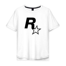 Мужская футболка хлопок Oversize с принтом ROCKSTAR GAMES в Кировске, 100% хлопок | свободный крой, круглый ворот, “спинка” длиннее передней части | 