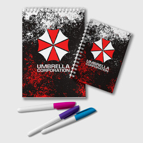 Блокнот с принтом UMBRELLA CORP в Кировске, 100% бумага | 48 листов, плотность листов — 60 г/м2, плотность картонной обложки — 250 г/м2. Листы скреплены удобной пружинной спиралью. Цвет линий — светло-серый
 | Тематика изображения на принте: ada wong | biohazard | leon | nemesis | project resistance | raccoon city | re2 | resident evil 2 | rpd | stars | umbrella | ада вонг | амбрелла | немесис | ужасы