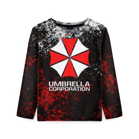 Детский лонгслив 3D с принтом UMBRELLA CORP в Кировске, 100% полиэстер | длинные рукава, круглый вырез горловины, полуприлегающий силуэт
 | ada wong | biohazard | leon | nemesis | project resistance | raccoon city | re2 | resident evil 2 | rpd | stars | umbrella | ада вонг | амбрелла | немесис | ужасы