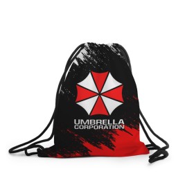 Рюкзак-мешок 3D с принтом UMBRELLA CORP в Кировске, 100% полиэстер | плотность ткани — 200 г/м2, размер — 35 х 45 см; лямки — толстые шнурки, застежка на шнуровке, без карманов и подкладки | ada wong | biohazard | leon | nemesis | project resistance | raccoon city | re2 | resident evil 2 | rpd | stars | umbrella | ада вонг | амбрелла | немесис | ужасы