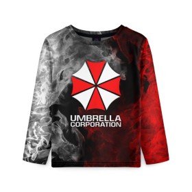 Детский лонгслив 3D с принтом UMBRELLA CORP в Кировске, 100% полиэстер | длинные рукава, круглый вырез горловины, полуприлегающий силуэт
 | ada wong | biohazard | leon | nemesis | project resistance | raccoon city | re2 | resident evil 2 | rpd | stars | umbrella | ада вонг | амбрелла | немесис | ужасы