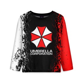 Детский лонгслив 3D с принтом UMBRELLA CORP в Кировске, 100% полиэстер | длинные рукава, круглый вырез горловины, полуприлегающий силуэт
 | ada wong | biohazard | leon | nemesis | project resistance | raccoon city | re2 | resident evil 2 | rpd | stars | umbrella | ада вонг | амбрелла | немесис | ужасы