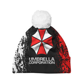 Шапка 3D c помпоном с принтом UMBRELLA CORP в Кировске, 100% полиэстер | универсальный размер, печать по всей поверхности изделия | ada wong | biohazard | leon | nemesis | project resistance | raccoon city | re2 | resident evil 2 | rpd | stars | umbrella | ада вонг | амбрелла | немесис | ужасы