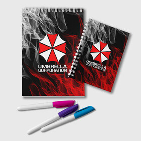 Блокнот с принтом UMBRELLA CORP в Кировске, 100% бумага | 48 листов, плотность листов — 60 г/м2, плотность картонной обложки — 250 г/м2. Листы скреплены удобной пружинной спиралью. Цвет линий — светло-серый
 | ada wong | biohazard | leon | nemesis | project resistance | raccoon city | re2 | resident evil 2 | rpd | stars | umbrella | ада вонг | амбрелла | немесис | ужасы