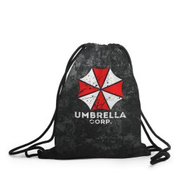 Рюкзак-мешок 3D с принтом UMBRELLA CORP в Кировске, 100% полиэстер | плотность ткани — 200 г/м2, размер — 35 х 45 см; лямки — толстые шнурки, застежка на шнуровке, без карманов и подкладки | ada wong | biohazard | leon | nemesis | project resistance | raccoon city | re2 | resident evil 2 | rpd | stars | umbrella | ада вонг | амбрелла | немесис | ужасы