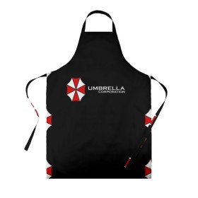 Фартук 3D с принтом Umbrella Corporation в Кировске, 100% полиэстер | общий размер — 65 х 85 см, ширина нагрудника — 26 см, горловина — 53 см, длина завязок — 54 см, общий обхват в поясе — 173 см. Принт на завязках и на горловине наносится с двух сторон, на основной части фартука — только с внешней стороны | апокалипсис | зла | зомби | обитель | твирус