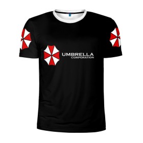 Мужская футболка 3D спортивная с принтом Umbrella Corporation в Кировске, 100% полиэстер с улучшенными характеристиками | приталенный силуэт, круглая горловина, широкие плечи, сужается к линии бедра | апокалипсис | зла | зомби | обитель | твирус