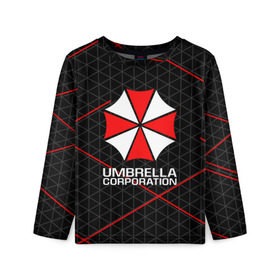 Детский лонгслив 3D с принтом UMBRELLA CORP в Кировске, 100% полиэстер | длинные рукава, круглый вырез горловины, полуприлегающий силуэт
 | ada wong | biohazard | leon | nemesis | project resistance | raccoon city | re2 | resident evil 2 | rpd | stars | umbrella | ада вонг | амбрелла | немесис | ужасы