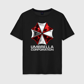Женская футболка хлопок Oversize с принтом UMBRELLA CORP в Кировске, 100% хлопок | свободный крой, круглый ворот, спущенный рукав, длина до линии бедер
 | ada wong | biohazard | leon | nemesis | project resistance | raccoon city | re2 | resident evil 2 | rpd | stars | umbrella | ада вонг | амбрелла | немесис | ужасы