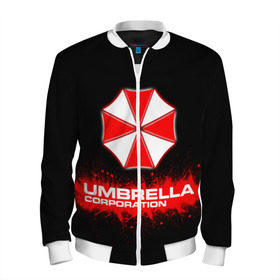 Мужской бомбер 3D с принтом Umbrella Corporation в Кировске, 100% полиэстер | застегивается на молнию, по бокам два кармана без застежек, по низу бомбера и на воротнике - эластичная резинка | Тематика изображения на принте: corporation | umbrella | umbrella corporation | амбрела | амбрелла корпорейшн | военная корпорация | корпорация | фармацевтическая корпорация