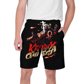 Мужские шорты 3D с принтом Kenny Omega Street Fighter в Кировске,  полиэстер 100% | прямой крой, два кармана без застежек по бокам. Мягкая трикотажная резинка на поясе, внутри которой широкие завязки. Длина чуть выше колен | Тематика изображения на принте: kennyomega aew streetfighter