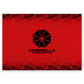 Поздравительная открытка с принтом Umbrella Corporation в Кировске, 100% бумага | плотность бумаги 280 г/м2, матовая, на обратной стороне линовка и место для марки
 | corporation | umbrella | umbrella corporation | амбрела | амбрелла корпорейшн | военная корпорация | корпорация | фармацевтическая корпорация