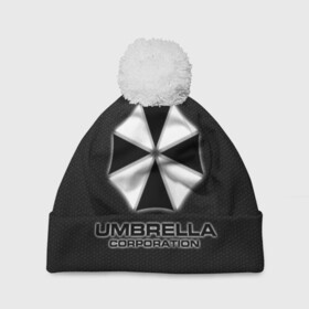 Шапка 3D c помпоном с принтом Umbrella Corporation в Кировске, 100% полиэстер | универсальный размер, печать по всей поверхности изделия | corporation | umbrella | umbrella corporation | амбрела | амбрелла корпорейшн | военная корпорация | корпорация | фармацевтическая корпорация