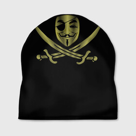 Шапка 3D с принтом Анонимус Пират в Кировске, 100% полиэстер | универсальный размер, печать по всей поверхности изделия | anonymous | v   значит вендетта | анонимус | анонимусы | вендетта | гай фокс | гая фокса | женскую | купить | маска | маска v | мужскую | пират | пирата | с анонимусом | с маской | с пиратом | хакер | хактивизм